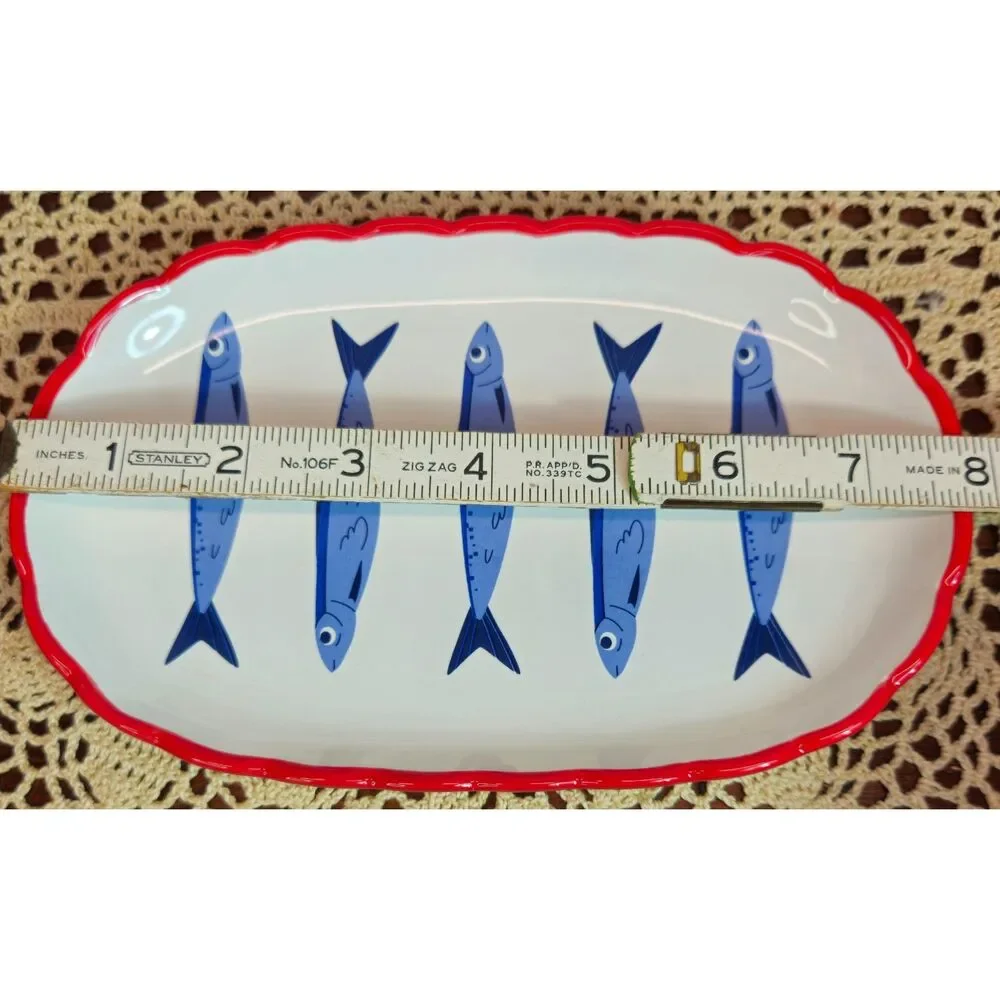NWT Set of 3 Various Ceramic Kitchen Trinket Plates Sardine Fish Theme